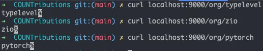 Output of running curl on the new route