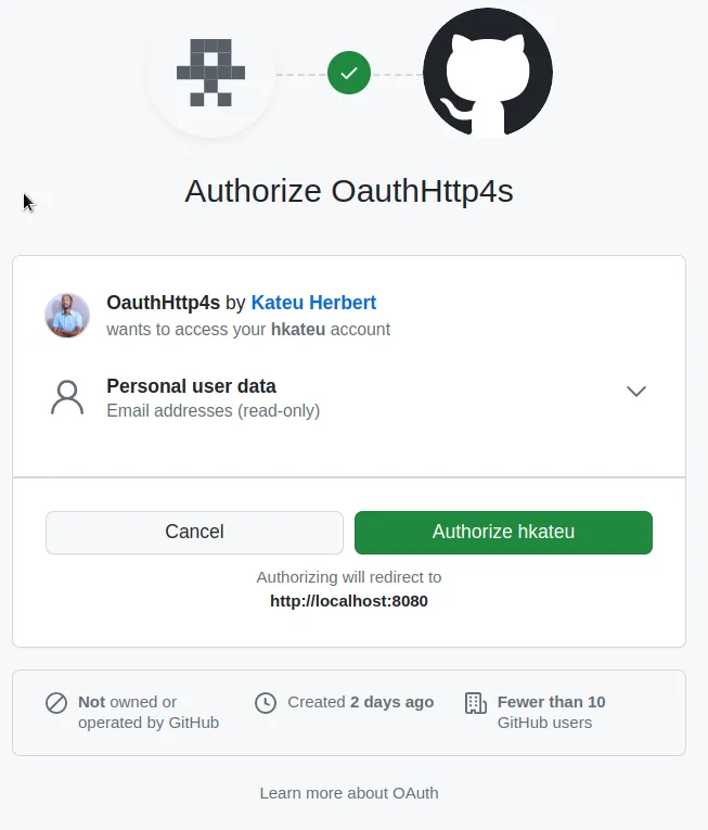 OAuth authorization page on GitHub