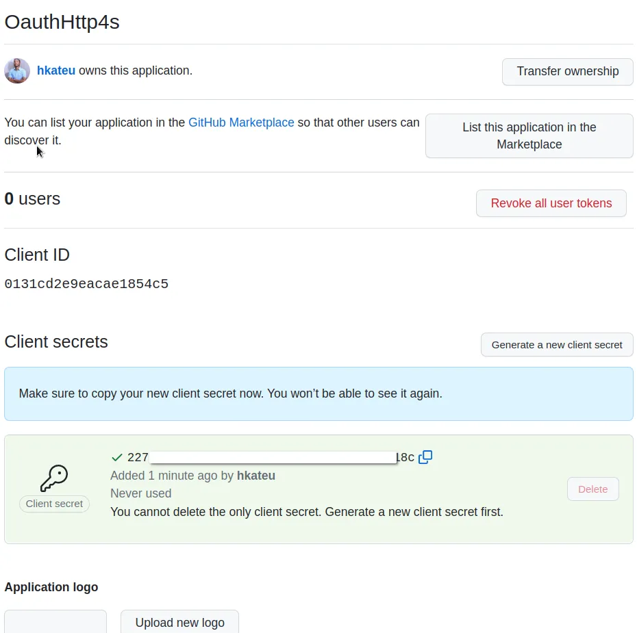 Step five to registering our app with GitHub